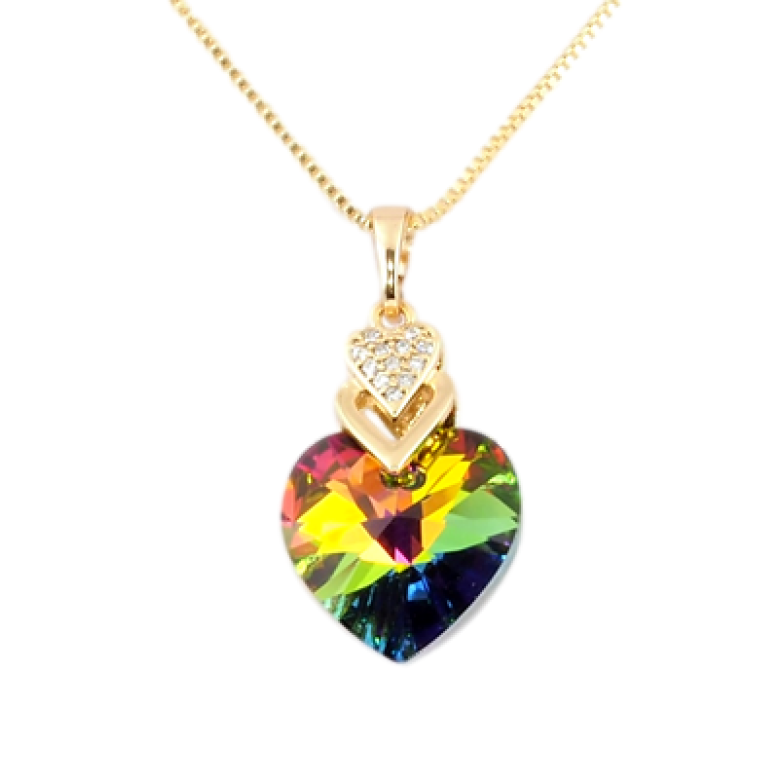 Кулон Xuping 18K з кр-ми Swarovski на ланцюжку Серце з кристалом Vitrail Medium дл. 40,5-46см х 1мм фото №2