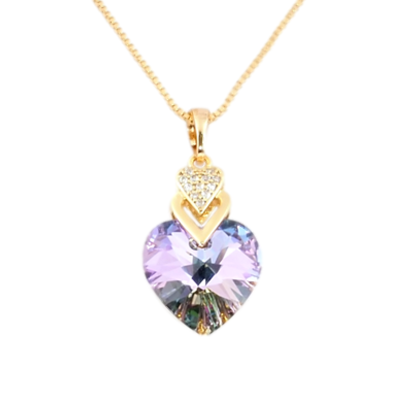 Кулон Xuping 18K з кр-ми Swarovski на ланцюжку Серце з кристалом Paradise Shine дл. 40,5-46см х 1мм фото №1