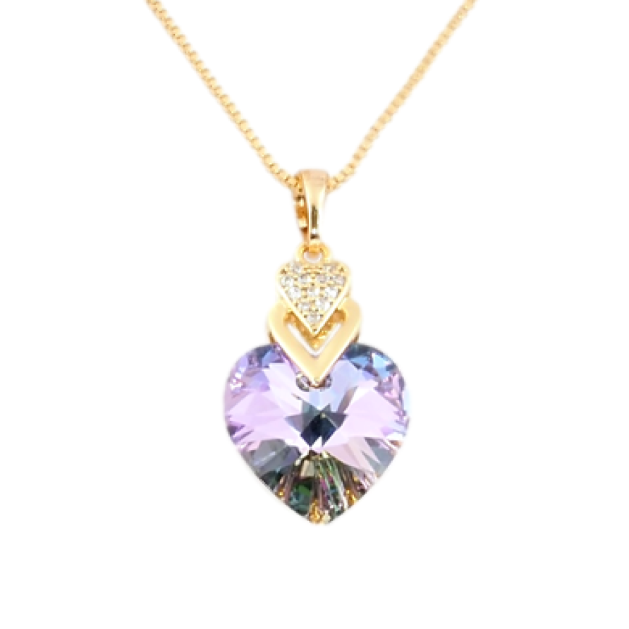 Кулон Xuping 18K з кр-ми Swarovski на ланцюжку Серце з кристалом Paradise Shine дл. 40,5-46см х 1мм фото №1