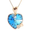 Кулон Xuping 18K з кр-ми Swarovski на ланцюжку Серця з кристалом Capri Blue дл. 40-45см х 1мм фото №3