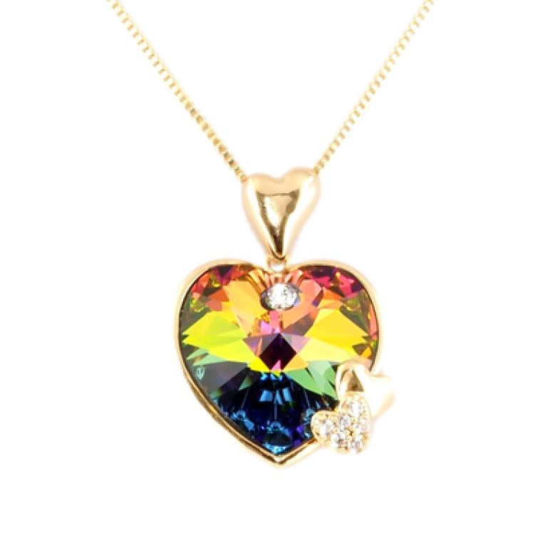 Кулон Xuping 18K з кр-ми Swarovski на ланцюжку Серце з кристалом Vitrail Medium дл. 40-45см х 1мм фото №1