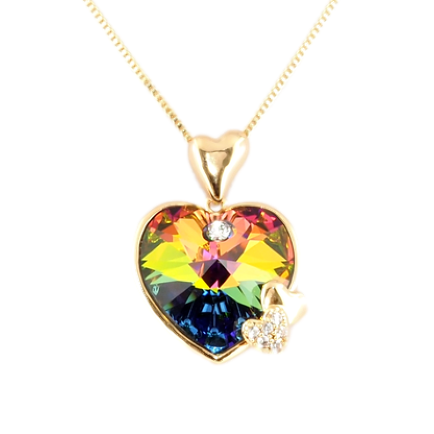 Кулон Xuping 18K з кр-ми Swarovski на ланцюжку Серце з кристалом Vitrail Medium дл. 40-45см х 1мм фото №1