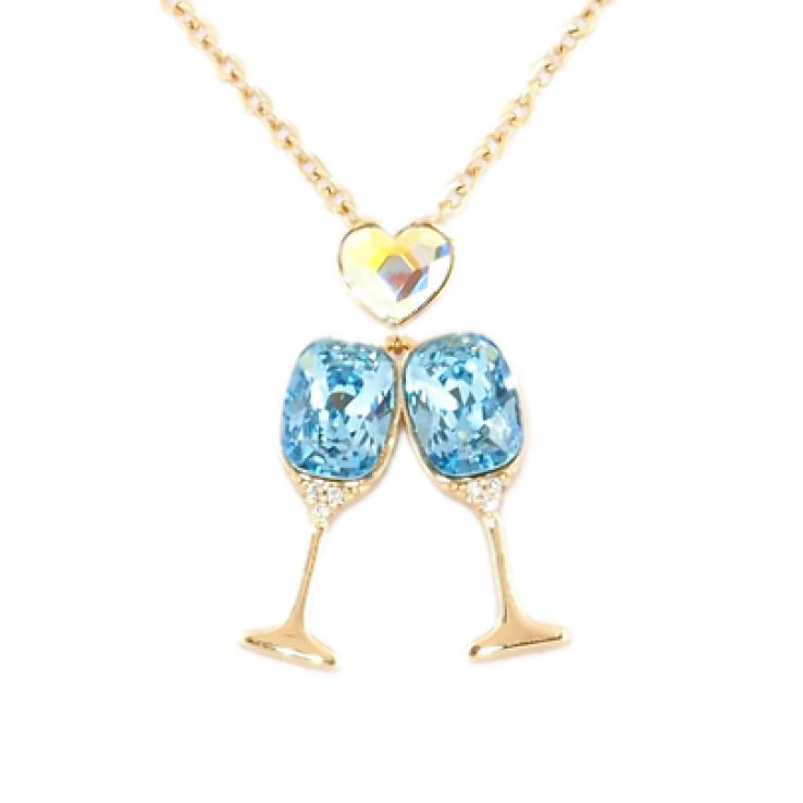 Кулон Xuping колір 18K з кр-ми Swarovski на ланцюжку Бокали з кристалами Aquamarine довжина 40-45см х 2мм фото №24