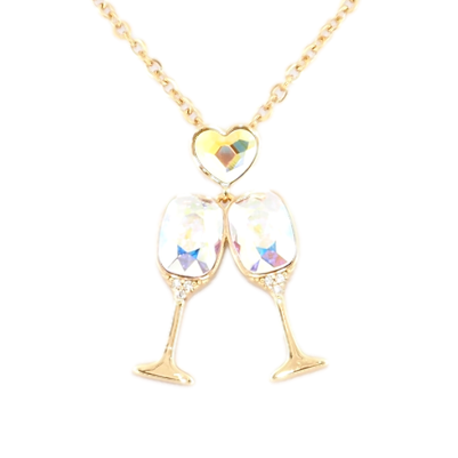 Кулон Xuping колір 18K з кр-ми Swarovski на ланцюжку Бокали з кристалами АВ довжина 40-45,5см х 2мм фото №1
