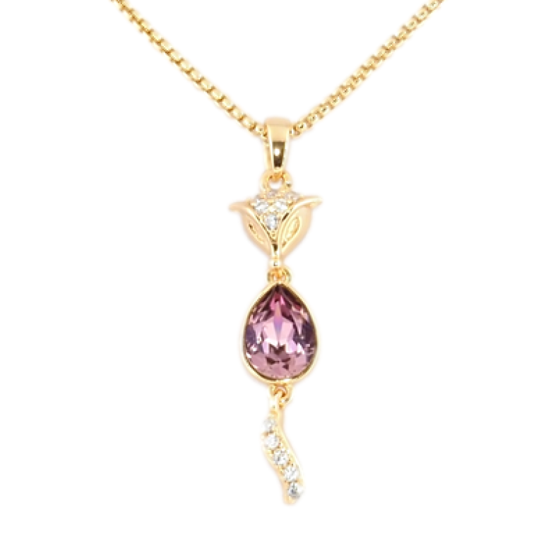 Кулон Xuping 18K з кр-ми Swarovski на ланцюжку Лиса з кристалом Amethyst довжина 40-45см х 1мм фото №12