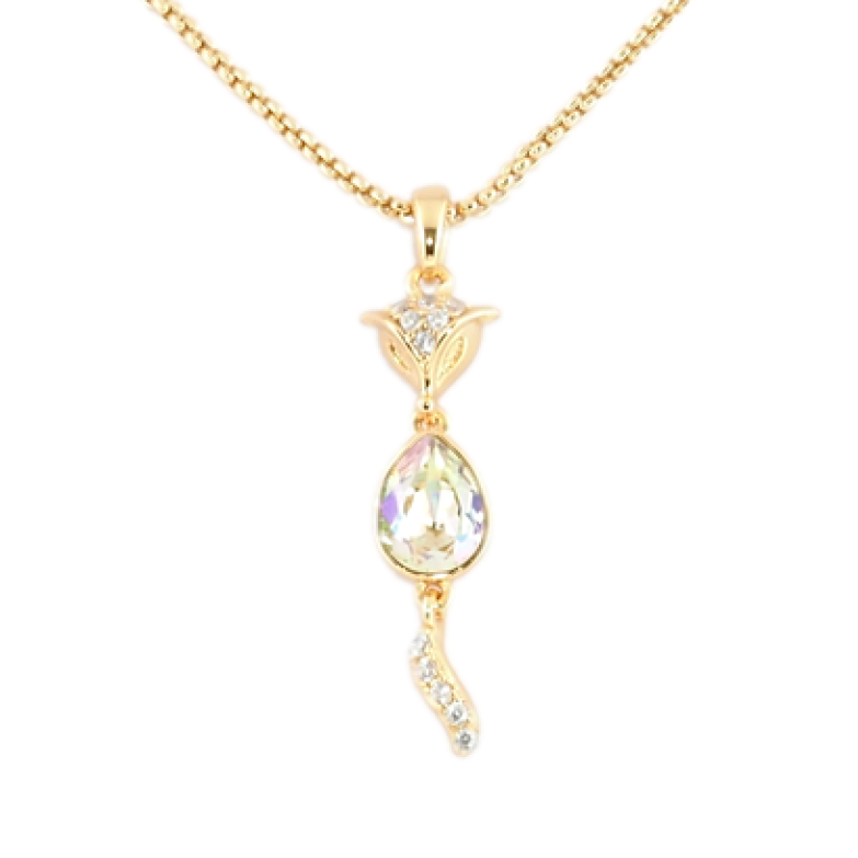 Кулон Xuping 18K з кр-ми Swarovski на ланцюжку Лиса з кристалом Vitrail Light довжина 39,5-45см х 1мм фото №1