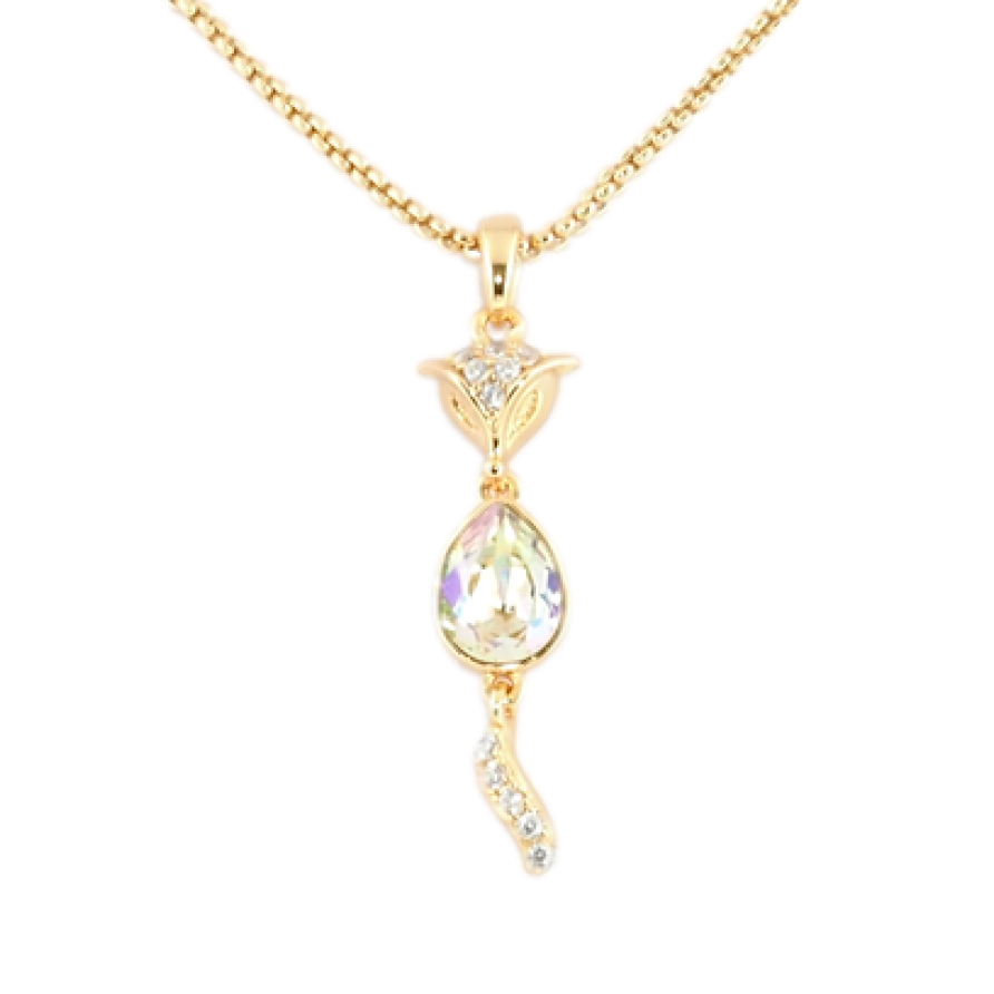 Кулон Xuping 18K з кр-ми Swarovski на ланцюжку Лиса з кристалом Vitrail Light довжина 39,5-45см х 1мм фото №1