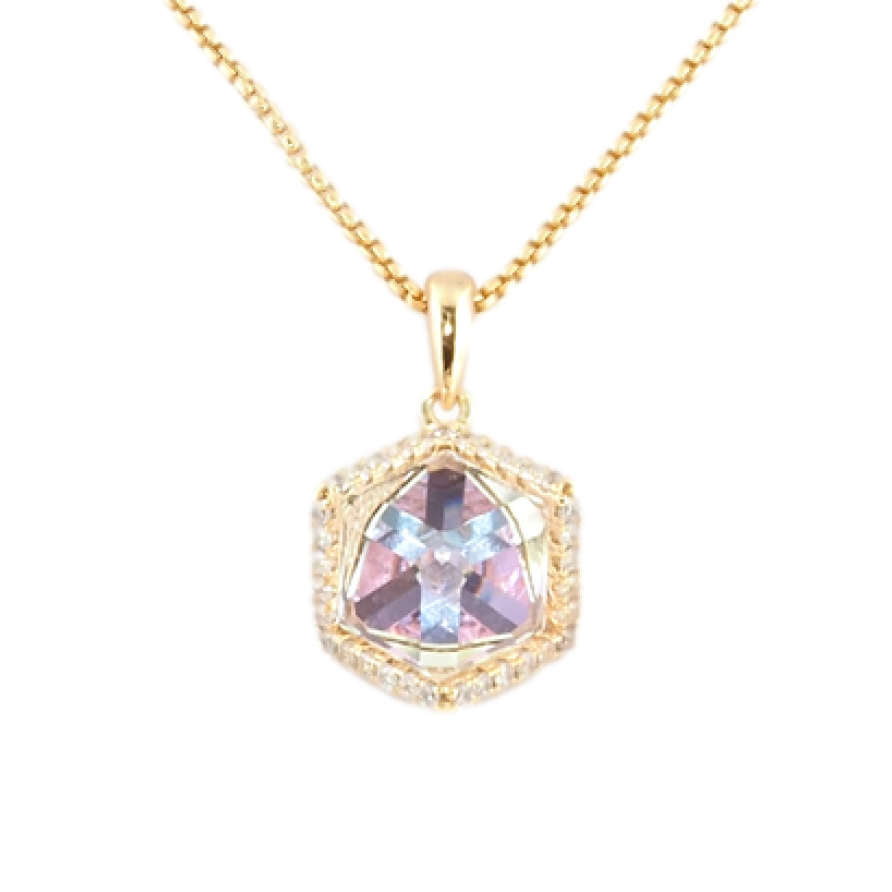 Кулон Xuping 18K с кр-ми Swarovski на цепочке Кристальный куб длина 40,5-46см х 1мм фото №1