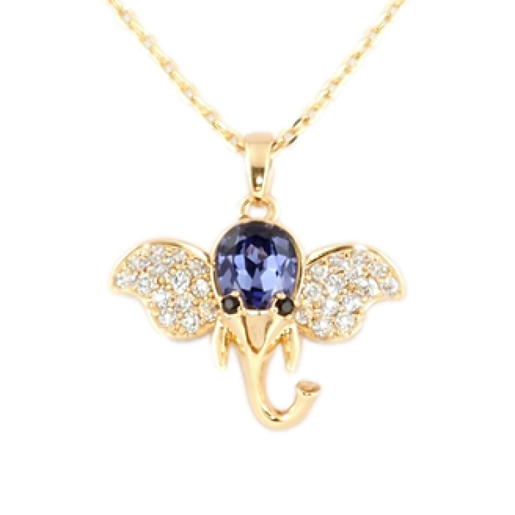 Кулон Xuping колір 18K з кр-ми Swarovski на ланцюжку Слон із кристалом Tanzanite довжина 40-45см х 1мм фото №2
