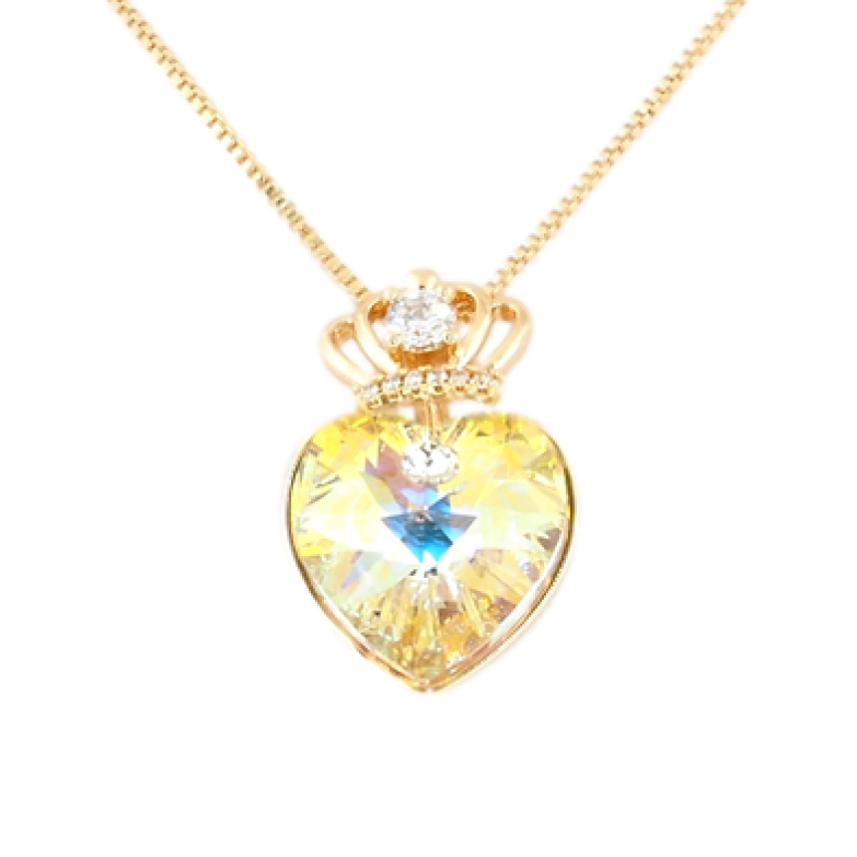 Кулон Xuping колір 18K з кр-ми Swarovski на ланцюжку Серце Sunshine Delite з короною довжина 40-45см х 1мм фото №1