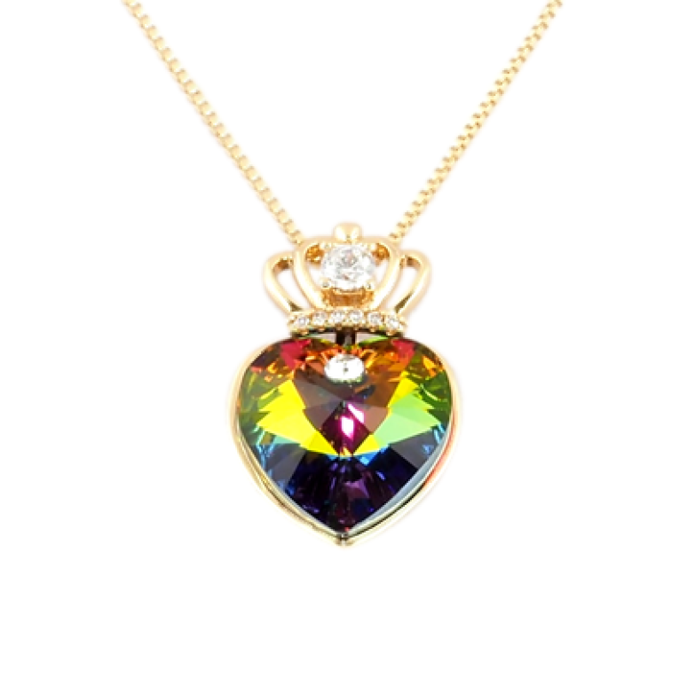 Кулон Xuping цвет 18K с кр-ми Swarovski на цепочке Сердце Vitrail Medium с короной длина 39,5-44,5см х фото №1