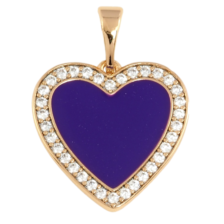 Кулон Xuping Позолота 18K Серце з фіолетовою емаллю та цирконієм для ланцюжка до 5мм фото №6