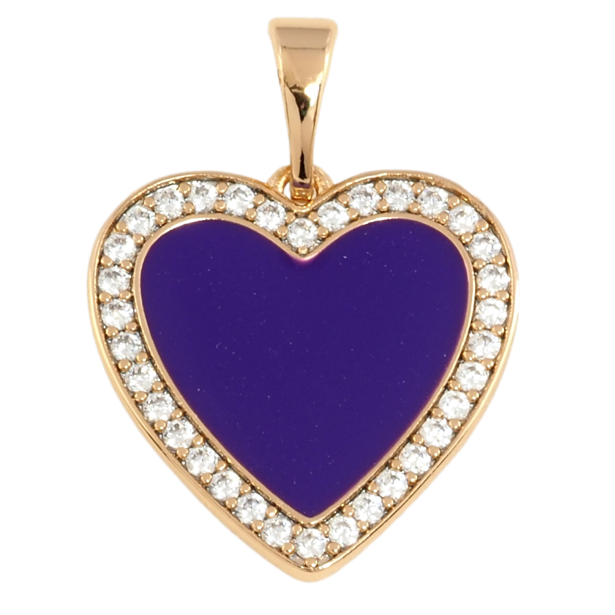 Кулон Xuping Позолота 18K Серце з фіолетовою емаллю та цирконієм для ланцюжка до 5мм фото №1