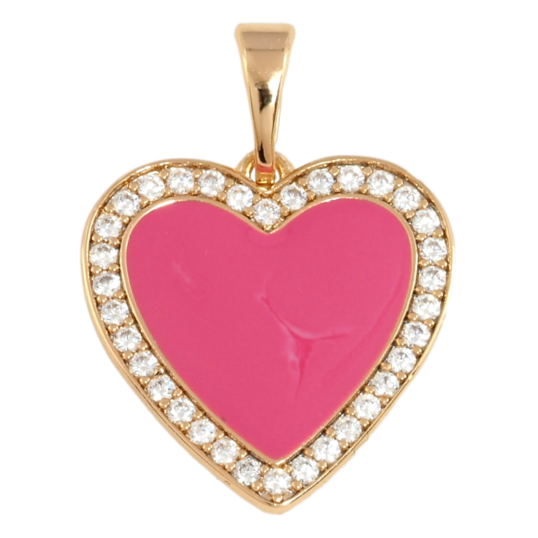 Кулон Xuping Позолота 18K Сердце с розовой эмалью и цирконием для цепочки до 5мм фото №1