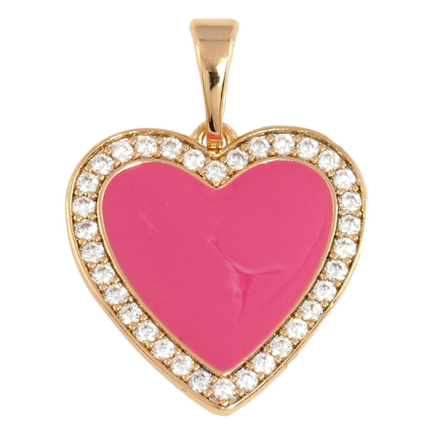 Кулон Xuping Позолота 18K Серце з рожевою емаллю та цирконієм для ланцюжка до 5мм фото №1