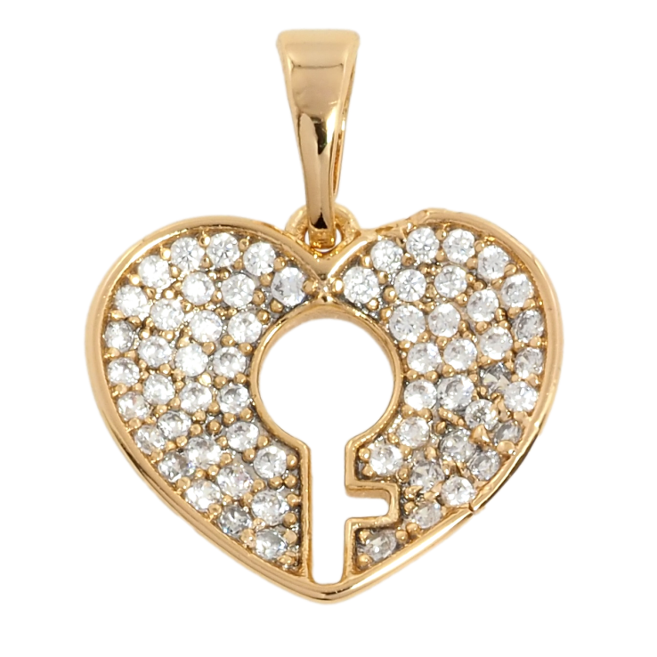 Кулон Xuping Позолота 18K Серце з замковою щілиною та інкрустацією цирконієм для ланцюжка до 5мм фото №8