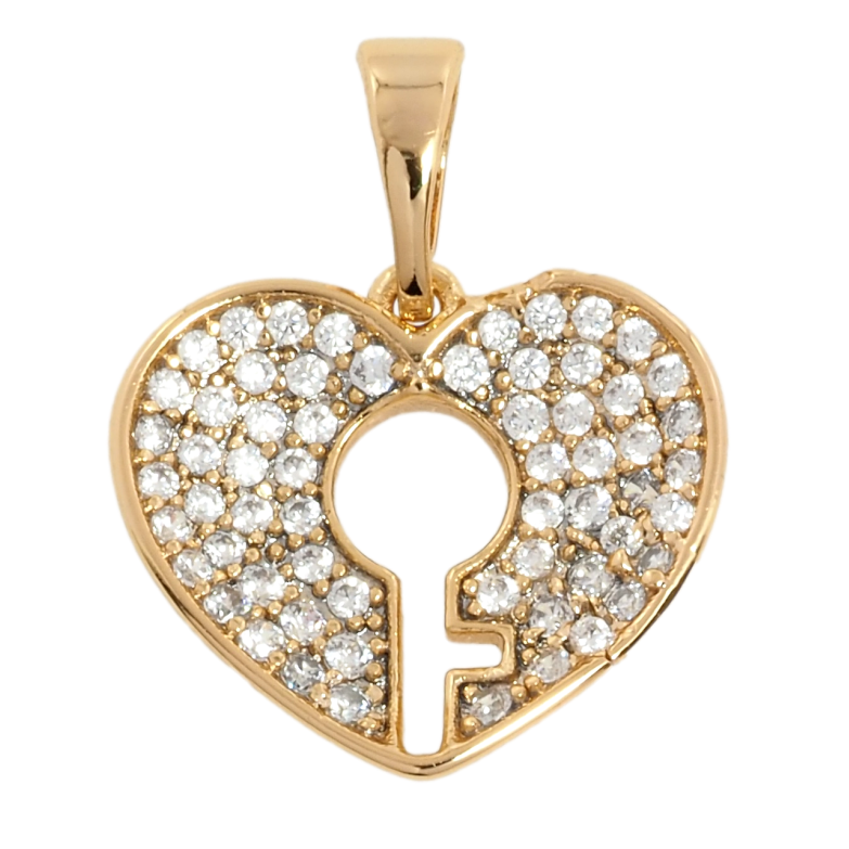 Кулон Xuping Позолота 18K Сердце с замочной скважиной и инкрустацией цирконием для цепочки до 5мм фото №1