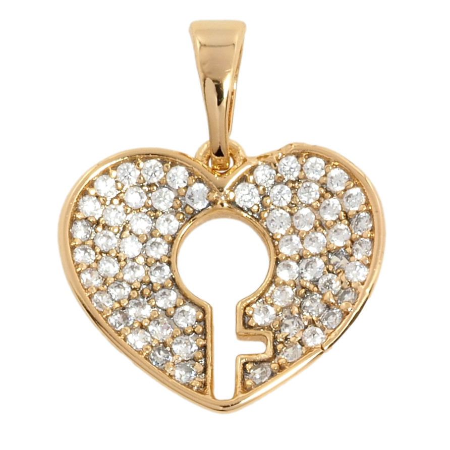 Кулон Xuping Позолота 18K Серце з замковою щілиною та інкрустацією цирконієм для ланцюжка до 5мм фото №1