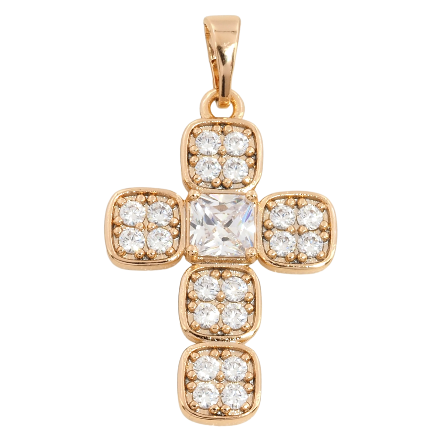 Кулон Xuping Позолота 18K Крест с цирконием для цепочки до 6мм фото №1