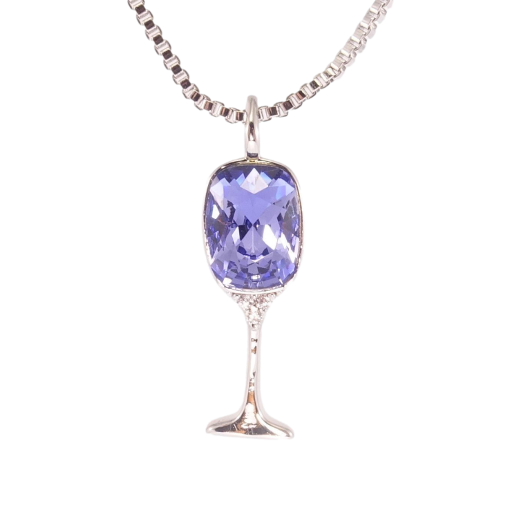 Кулон Xuping колір Родій з кр-ми Swarovski на ланцюжку Келих з кристалом Tanzanite дл. 41,5-46,5см х 1мм фото №10