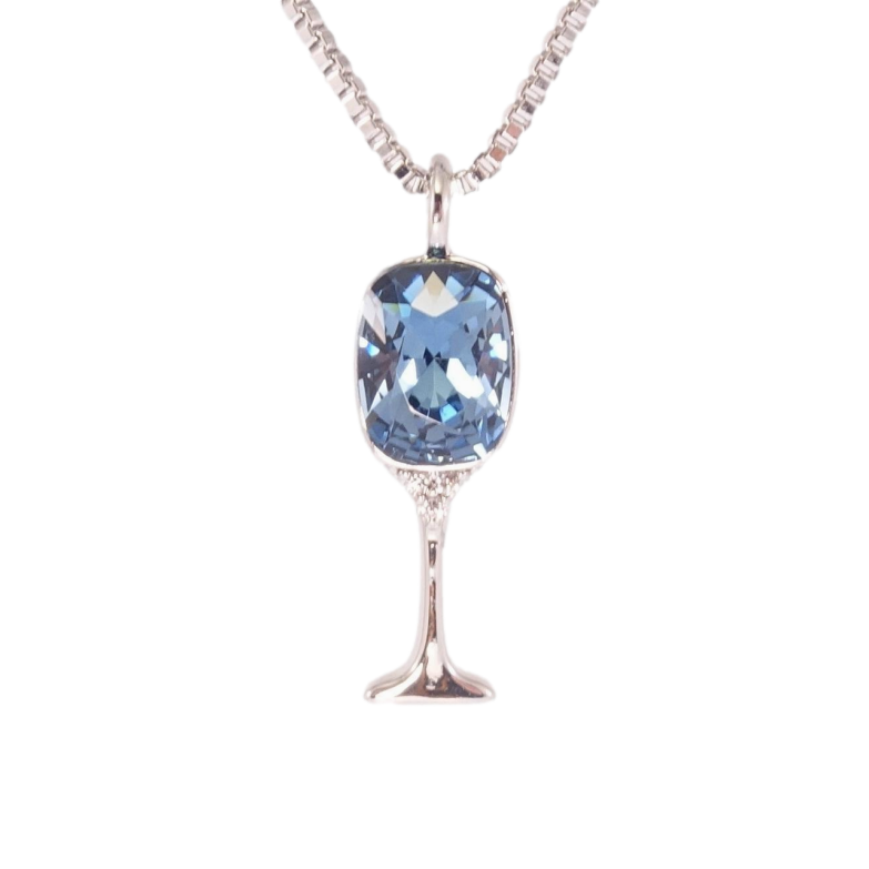 Кулон Xuping цвет Родий с кр-ми Swarovski на цепочке Бокал с кристаллом Montana дл. 41,5-47см х 1мм фото №3