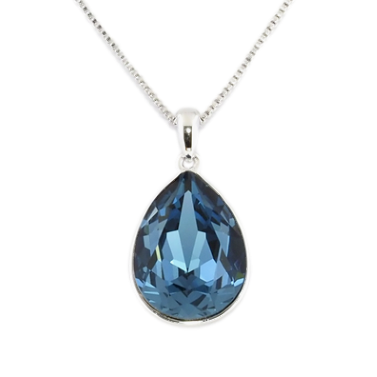 Кулон Xuping цвет Родий с кристаллами Swarovski на цепочке Кристалл Montana длина 39-44.5см х 1мм фото №9