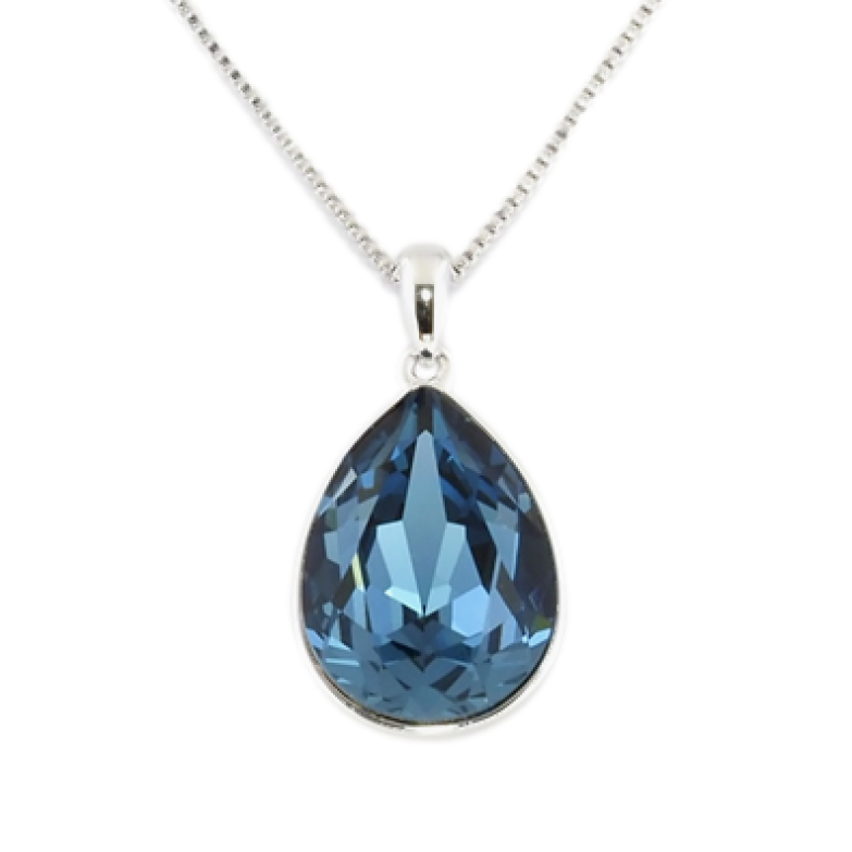 Кулон Xuping колір Родій із кристалами Swarovski на ланцюжку Кристал Montana довжина 39-44.5см х 1мм фото №1