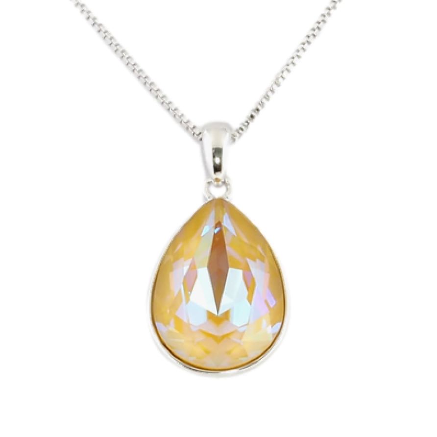 Кулон Xuping цвет Родий с кристаллами Swarovski на цепочке Кристалл Peach Delite длина 39-44см х 1мм фото №1