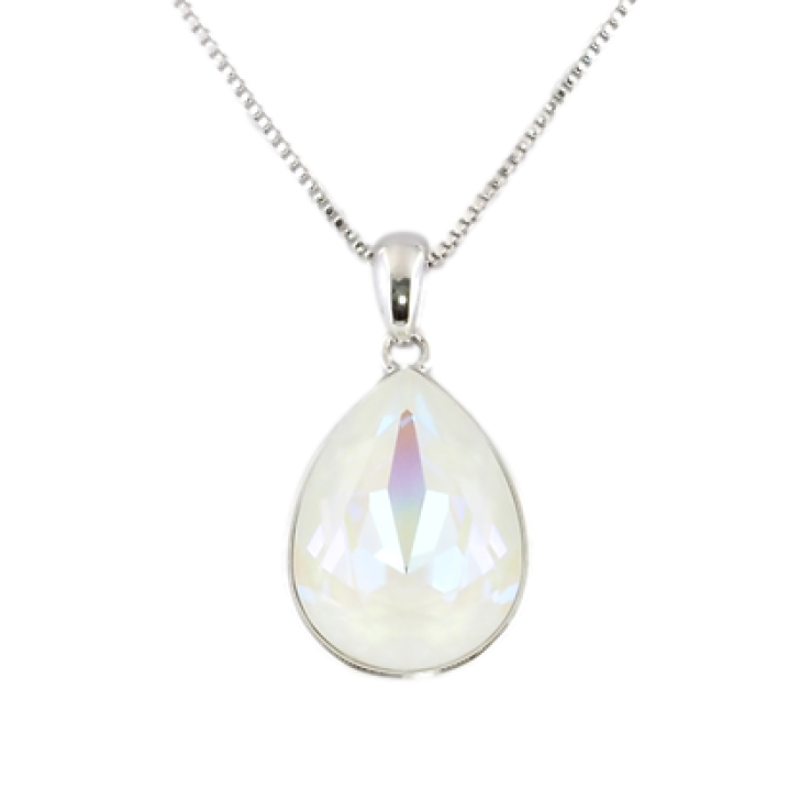 Кулон Xuping цвет Родий с кристаллами Swarovski на цепочке Кристалл White Opal длина 39.5-45см х 1мм фото №7