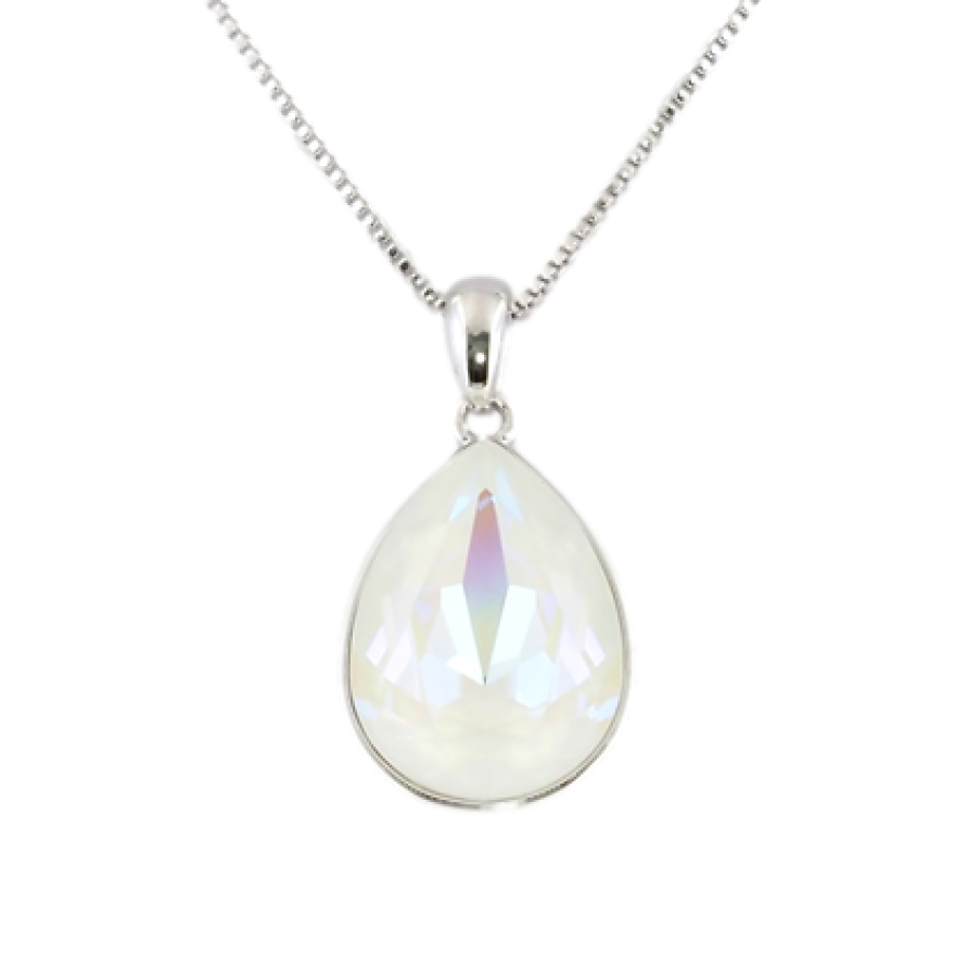 Кулон Xuping колір Родій із кристалами Swarovski на ланцюжку Кристал White Opal довжина 39.5-45см х 1мм фото №1