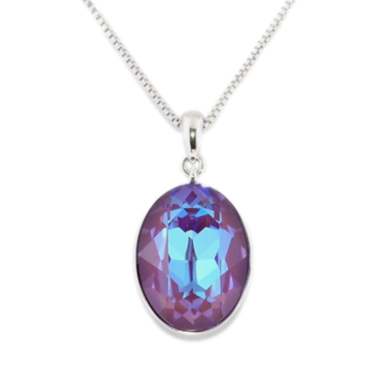 Кулон Xuping колір Родій із кристалами Swarovski на ланцюжку Кристал Siam Shimmer довжина 39-44,5см х 1мм фото №1