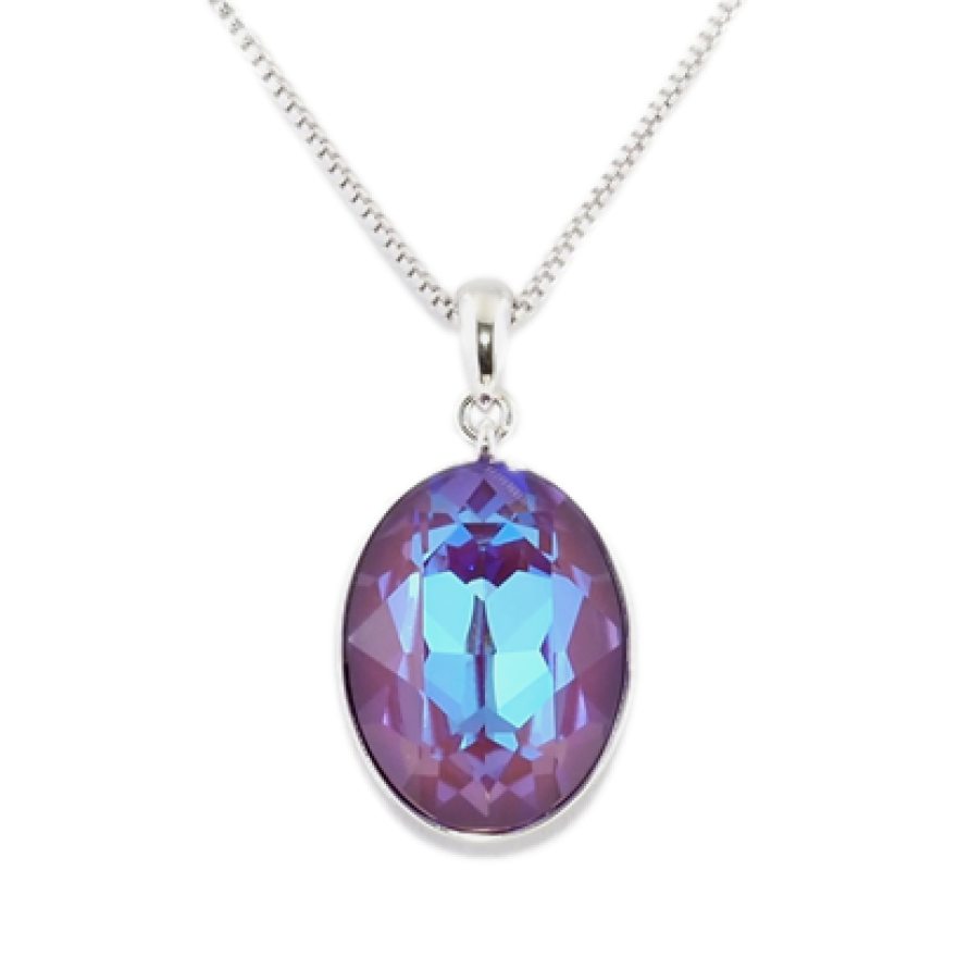 Кулон Xuping колір Родій із кристалами Swarovski на ланцюжку Кристал Siam Shimmer довжина 39-44,5см х 1мм фото №1