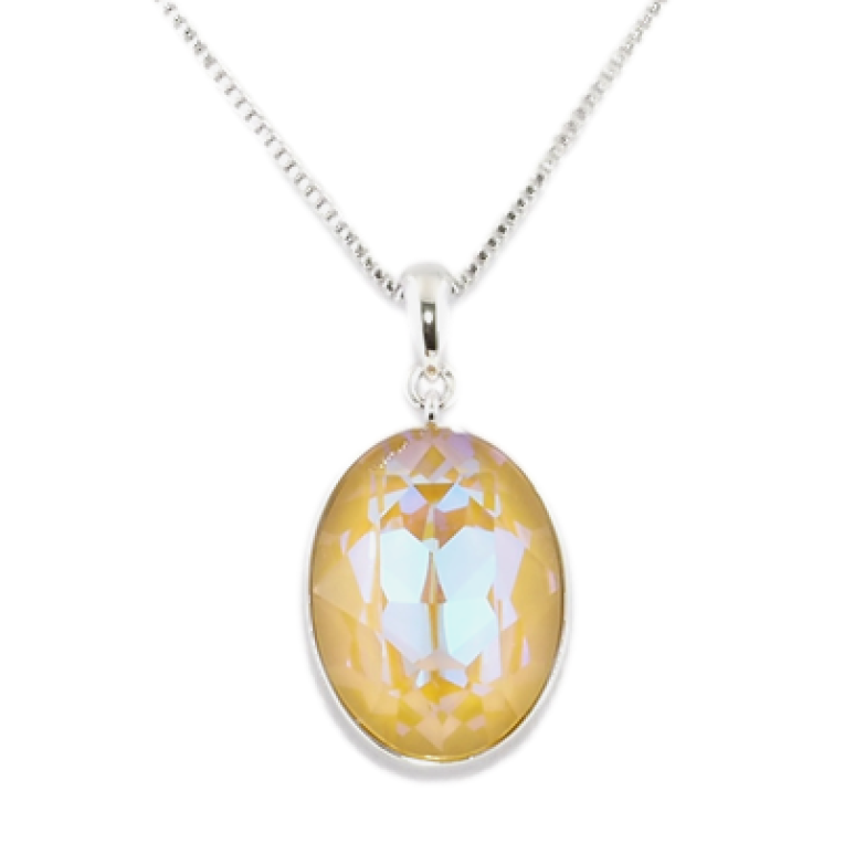 Кулон Xuping колір Родій із кристалами Swarovski на ланцюжку Кристал Peach Delite довжина 39-45см х 1мм фото №1