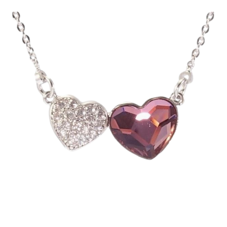 Кулон Xuping цвет Родий с кристаллами Swarovski на цепочке Пара Сердец длина 41-47 см фото №3