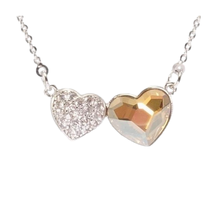 Кулон Xuping колір Родій із кристалами Swarovski на ланцюжку Пара Сердець довжина 41-47 см фото №7