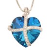 Кулон Xuping колір Родій із кристалами Swarovski на ланцюжку Серце кристал Oceanblue довжина 38-43см х 1мм фото №3