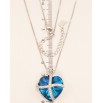 Кулон Xuping колір Родій із кристалами Swarovski на ланцюжку Серце кристал Oceanblue довжина 38-43см х 1мм фото №5