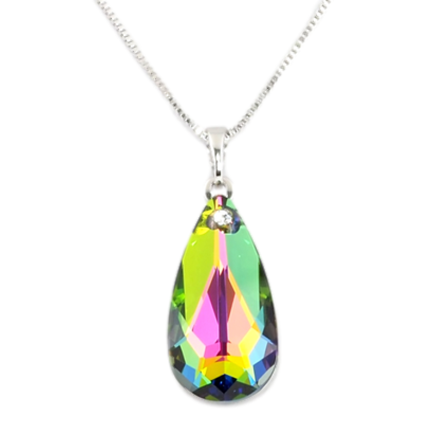 Кулон Xuping колір Родій із кристалами Swarovski на ланцюжку Кристал Vitrail Medium довжина 40-45.5см х 1мм фото №1