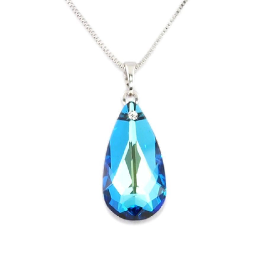 Кулон Xuping цвет Родий с кристаллами Swarovski на цепочке Кристалл Oceanblue длина 40.5-45.5см х 1мм фото №1