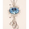 Кулон Xuping колір Родій із кристалами Swarovski на ланцюжку Котик із кристалом Aquamarine довжина 39.5-44см х 1мм фото №4
