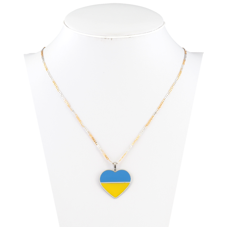 Кулон на ланцюжку (062196) Xuping колір 18К + колір Родій Серце прапор України розмір 44см х 2мм фото №25