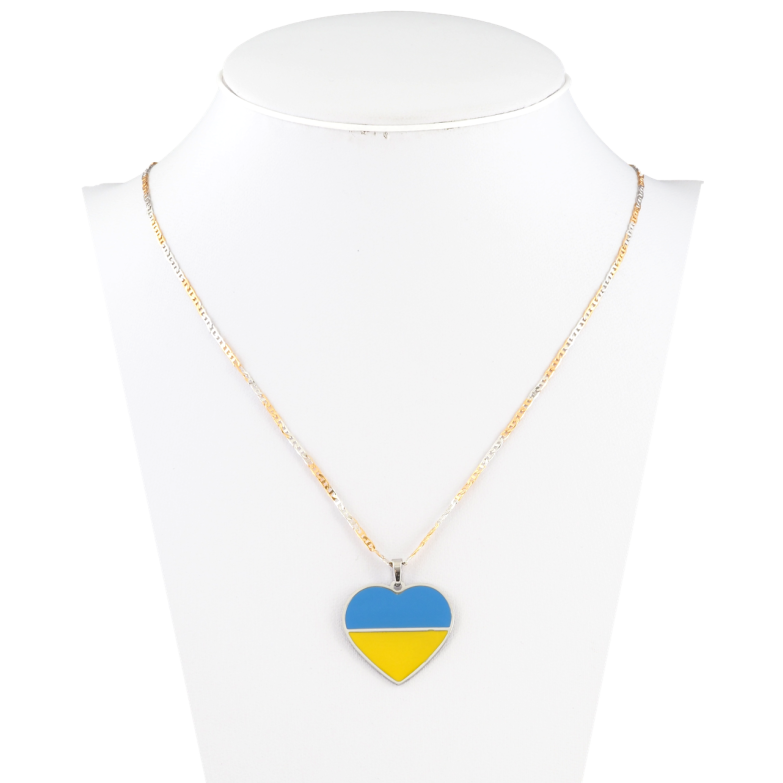 Кулон на ланцюжку (062196) Xuping колір 18К + колір Родій Серце прапор України розмір 44см х 2мм фото №4