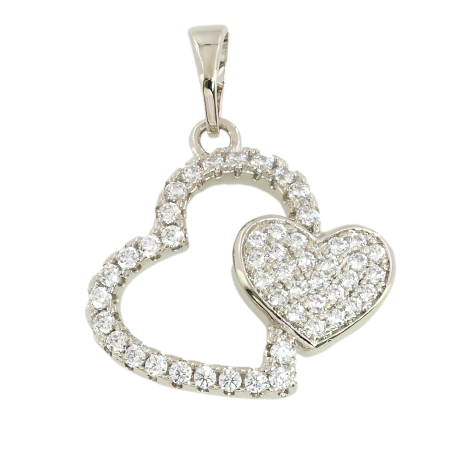 Кулон Xuping Родій Серця інкрустація цирконієм для ланцюжка до 5мм фото №1