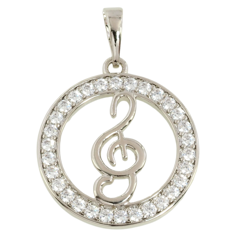 Кулон Xuping Родий Скрипичный ключ в колечке циркония для цепочки до 6мм фото №1