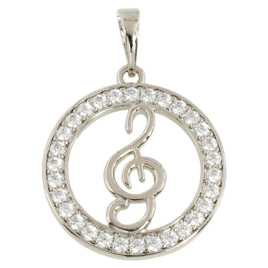 Кулон Xuping Родій Скрипковий ключ у кільці цирконію для ланцюжка до 6мм фото №1