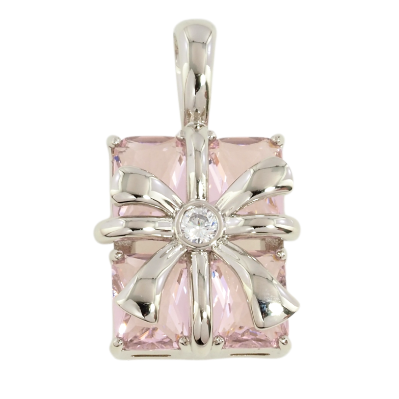 Кулон Xuping Родій Рожевий фіаніт з бантом для ланцюжка до 7мм фото №9