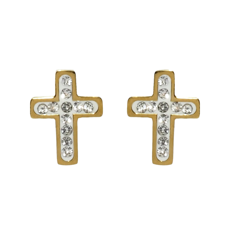 Серьги Xuping TTM Stainless Steel цвет 14K пусеты Крестики с цирконием фото №20