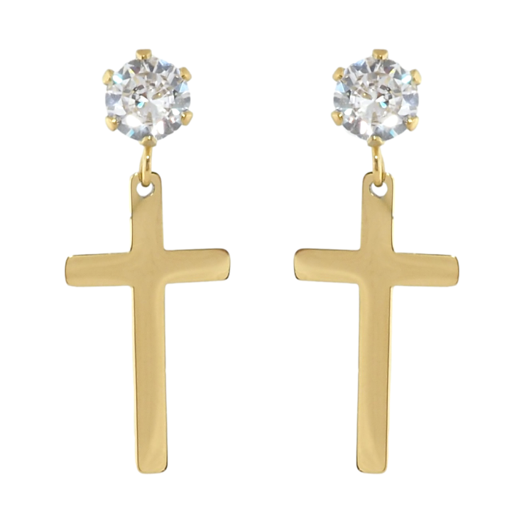 Сережки Xuping TTM Stainless Steel колір 14K пусети Підвіски хрестики на кристалах фото №12 Сережки Xuping TTM Stainless Steel колір 14K пусети Підвіски хрестики на кристалах фото №12