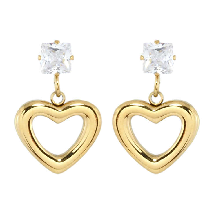 Серьги Xuping TTM Stainless Steel цвет 14K пусеты Сердечки фото №12