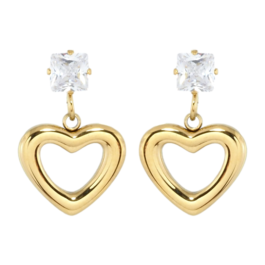 Серьги Xuping TTM Stainless Steel цвет 14K пусеты Сердечки фото №1